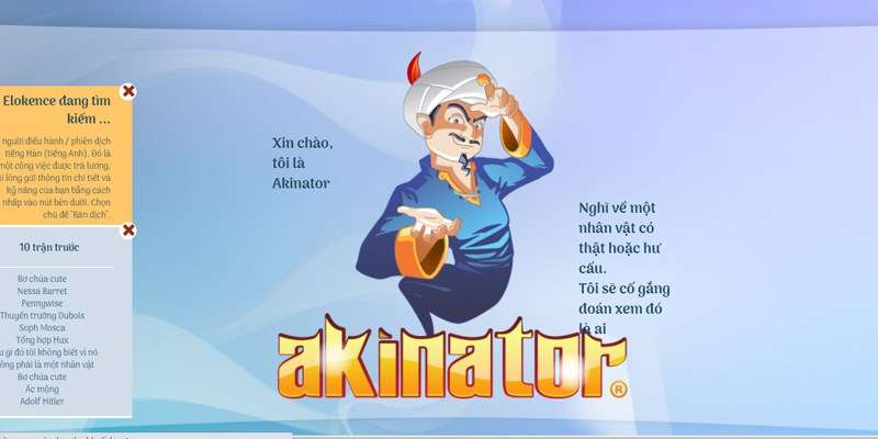 Cách chơi Akinator 1 Tiếng Việt trên di động và máy tính